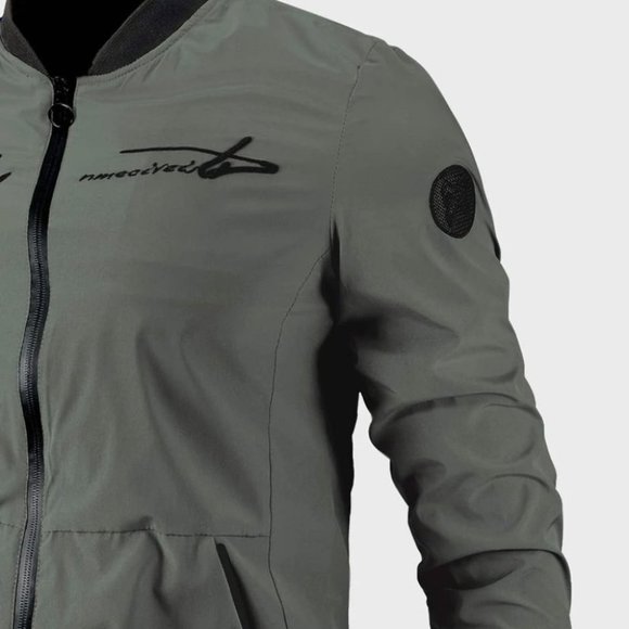 Dark Green Casual Men's Bomber Jacket - Picture 5 of 6